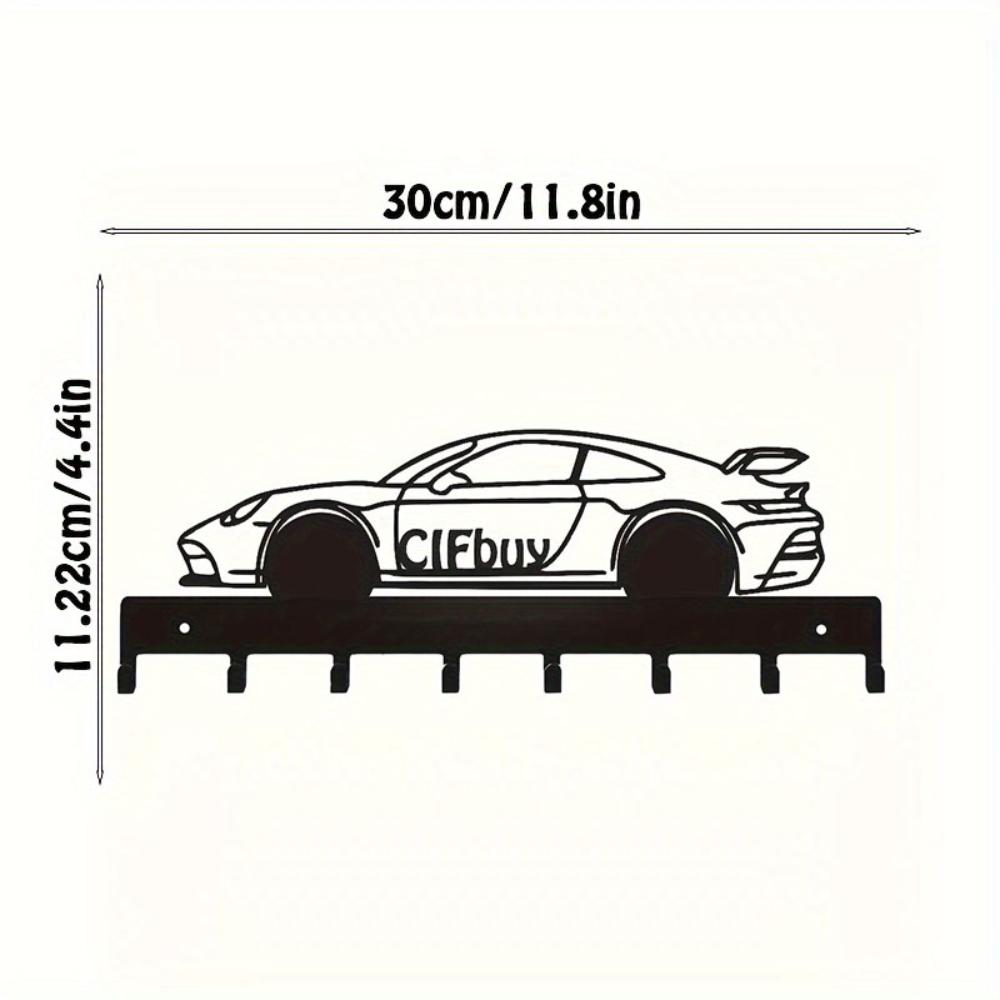 

1 шт. Улучшите эстетику вашего дома: Металлический держатель для ключей настенный с гоночным автомобилем арт-моделирование чёрный