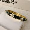 Vintage Enamel Flower Rhinestone Bangle Bracelet Women Alloy Oil Drip Floral Cuff Bracelet Boho Party Jewelry Gift
