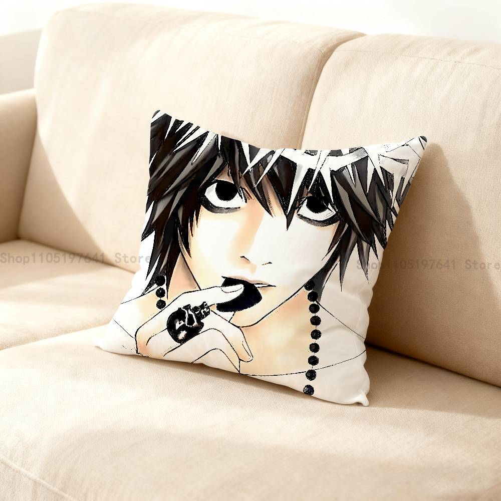 

L-Lawliet D-Death Note Наволочка для Подушки для Декору Дивана Автомобіля Офісу Кімнати Друкована Наволочка Декорації та Захист 12x12Inch