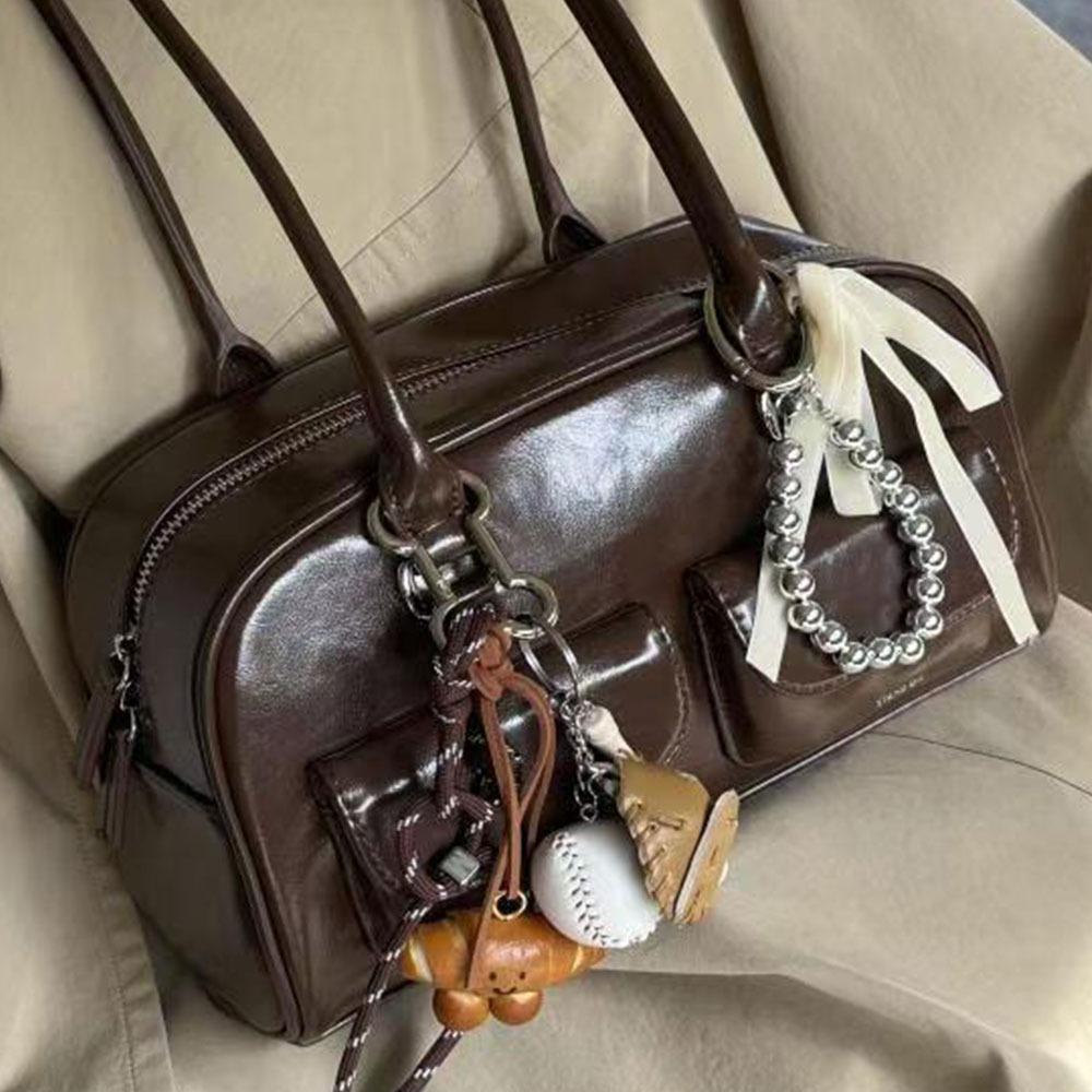 

Fashion Double Handle Shoulder Bag Large Volume Pu Leather Crossbody Bag Retro Style Women s Handbag Daily Use