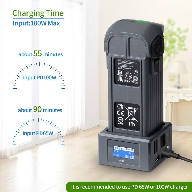 Intelligent Drones Battery Chargers with Color Screen Fast Charging Hub Intelligent Control Safety Features for 4Pro Photography