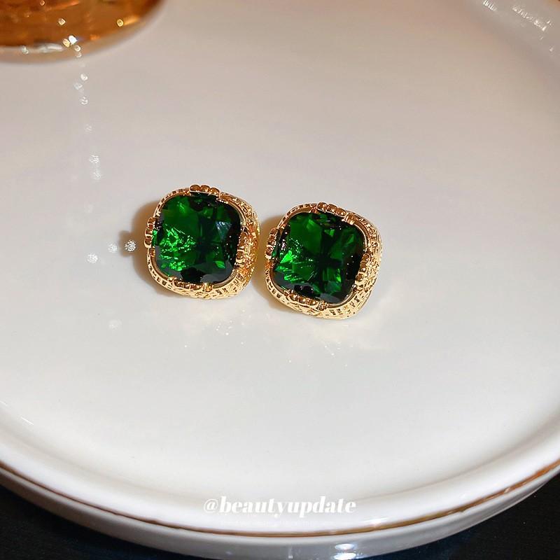 Silver Needle Green Butterfly Flower Pearl Stud Earrings Small Fresh High-end Earrings Earrings Women