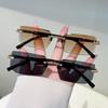 Vintage Men Rimless Frameless Sunglasses Fashion Women Rectangle Shades Gradient Sun Glasses UV400 Traveling Glasses