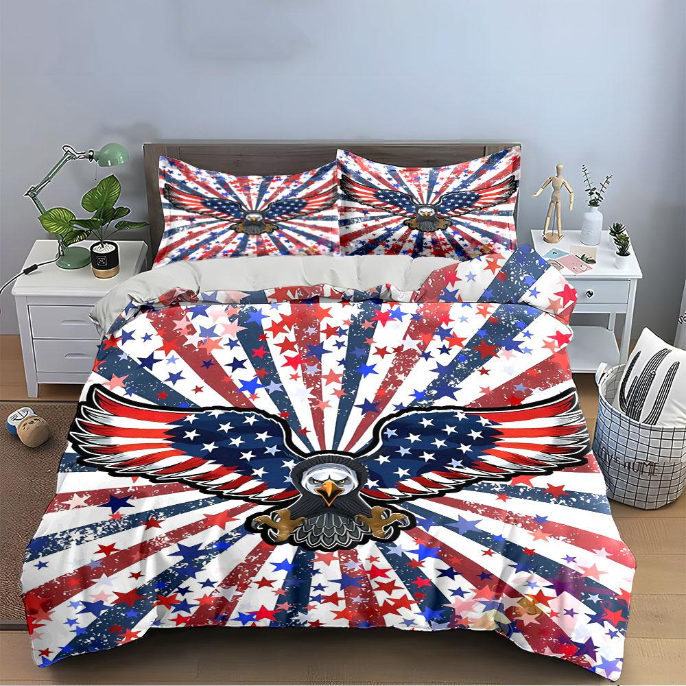 American Eagle with Stars Bedding Duvet Cover Set  (1*Duvet Cover 2*Pillowcases, without duvet insert)