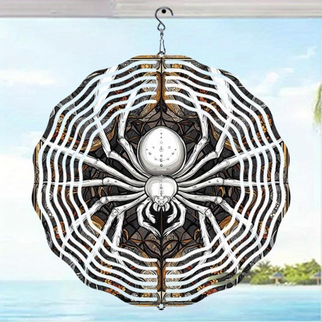 Vintage 2D Metall Spinne Windspiel für Außen Garten Dekoration Kinetische Hängende Kunst mit Komplexem Spinnennetz Design Thanksgiving Halloween