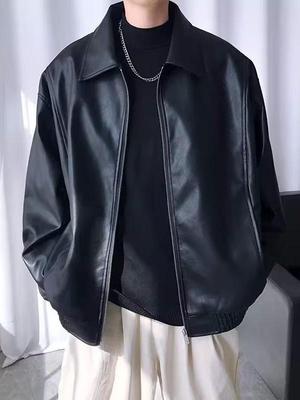 Veste de Moto Tendance pour Homme en Cuir PU - Automne/Hiver Décontractée Style Coréen avec Revers et Manches Longues