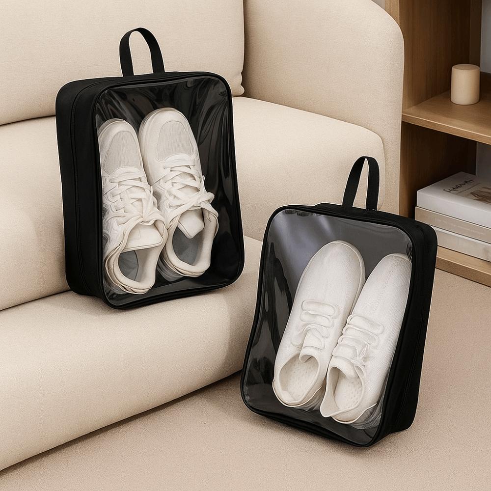 2Pcs Oxford Cloth Shoe Storage Bag Waterproof Transparent Shoe Carrier Bags Breathable Dustproof Shoe Organizer Sneakers
