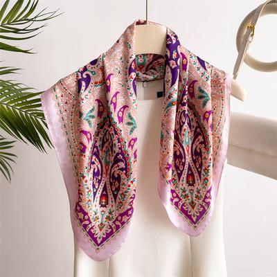 Square Scarf Women‘s Imitation Silk Bandanna Professional Decoration Headband Hair Shawl Spring/Summer Luxury Neckerchief Hijab