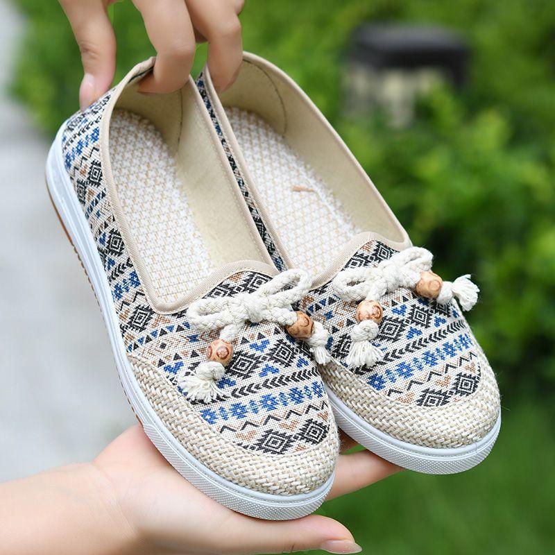 Shoes for Women Slip on Canvas Woman Footwear Spring Autumn Flat Cheap Streetwear Stretchy New in Casual Korean Style Outfits XL