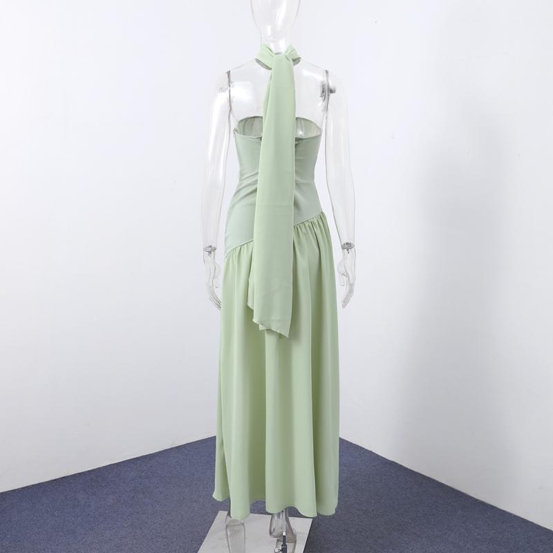 Mode Patchwork Schlitz Trägerloses Kleid Damen Elegant Ärmellos Rückenfrei Langes Kleid 2025 Sommer Neu Damen Abendparty Roben