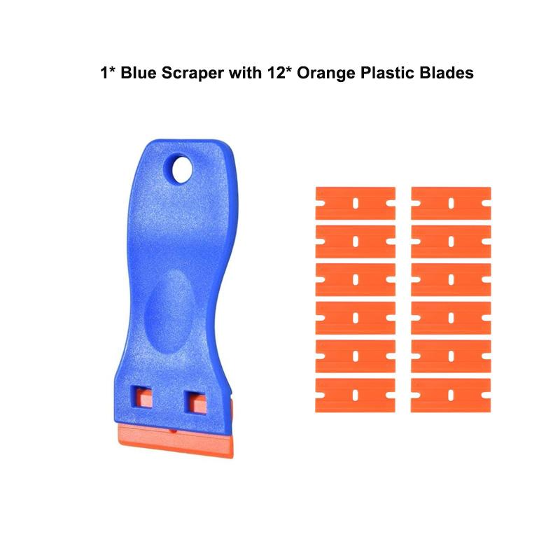 No-Scratch Cleaning Scraper Tool Wall Paint Scraper with Plastic Razor Blades Window Glass Adhesive Decal Remover Kit 13/32Pcs