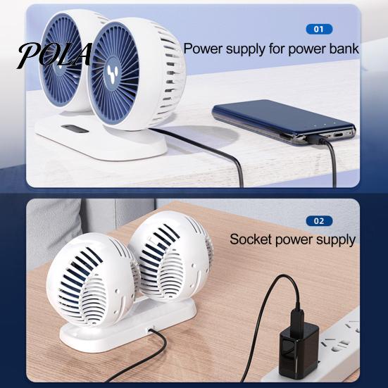 Auto Cooling Fan Car USB Powered Double Heads 360 Degree Rotatable 3 Speeds Adjustable 12V/24V Universal Large Airflow Dashboard Mount Accessories