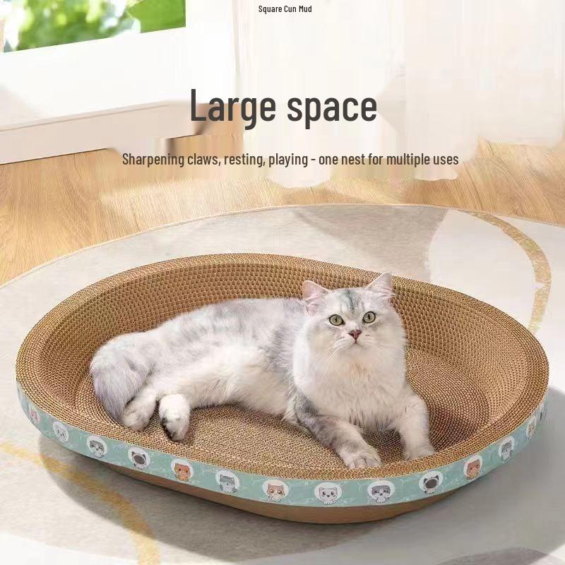 Round Corrugated Cardboard Cat Scratching Board and Bed with Toys See details
