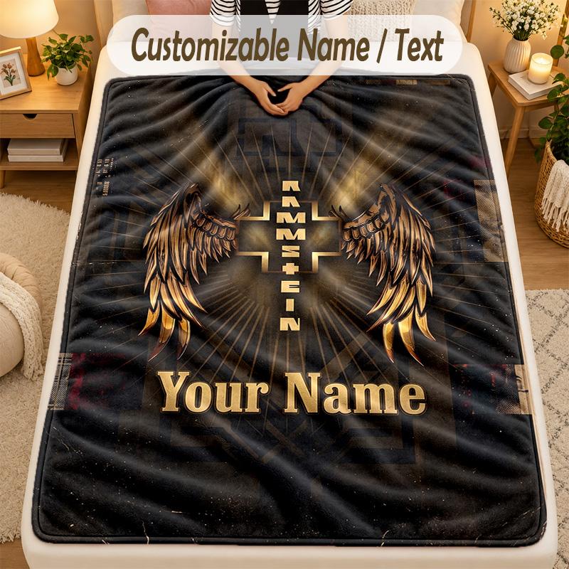 Flannel BlanketRammstein Custom Name Text Personalized Soft Warm Throw Blanket Home Decor Gift