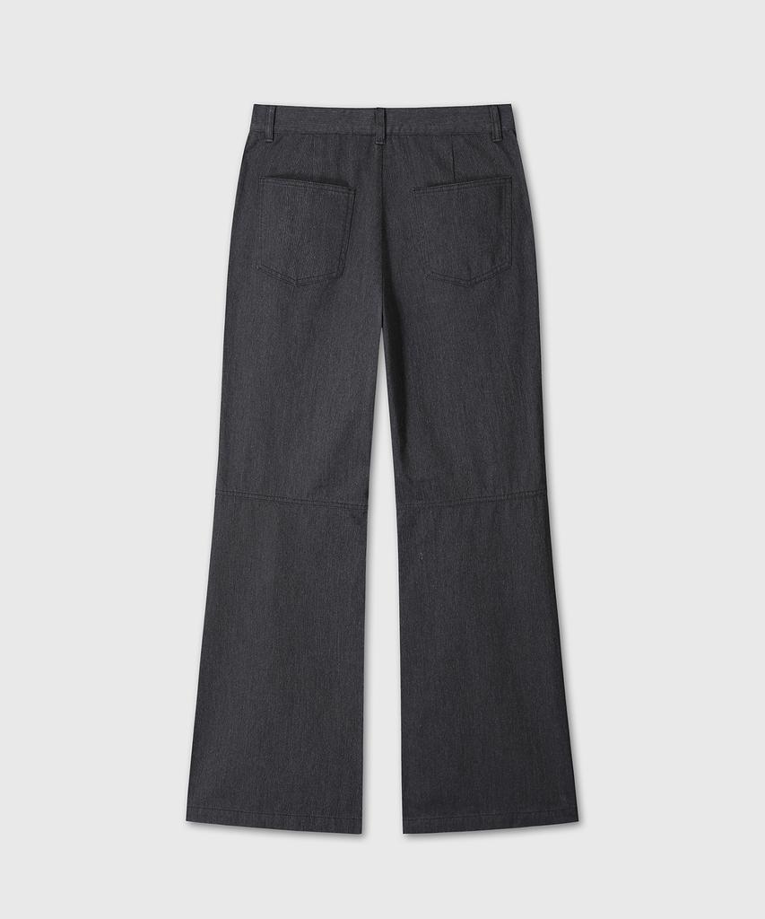 Daibeuinumeon Cotton Stripe Semi Flare Pants (Black)