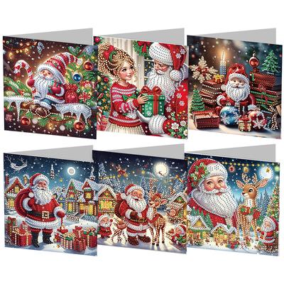 Conjunto de Cartões de Felicitações de Pintura Diamante DIY de 6 Peças Cartões de Felicitações de Arte Diamante Cartões Feitos à Mão de Arte Diamante para Festivais e Celebrações