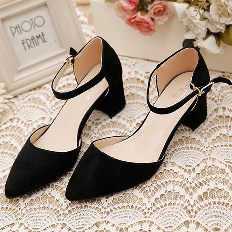 Mode FHC 2024 Neue Damenpumps, Flock High Heels, Seitlich flache Ausschnittschuhe, Knöchelriemen mit Schnalle, Spitze Zehenpartie, Rosa, Schwarz, Beige, Dropship