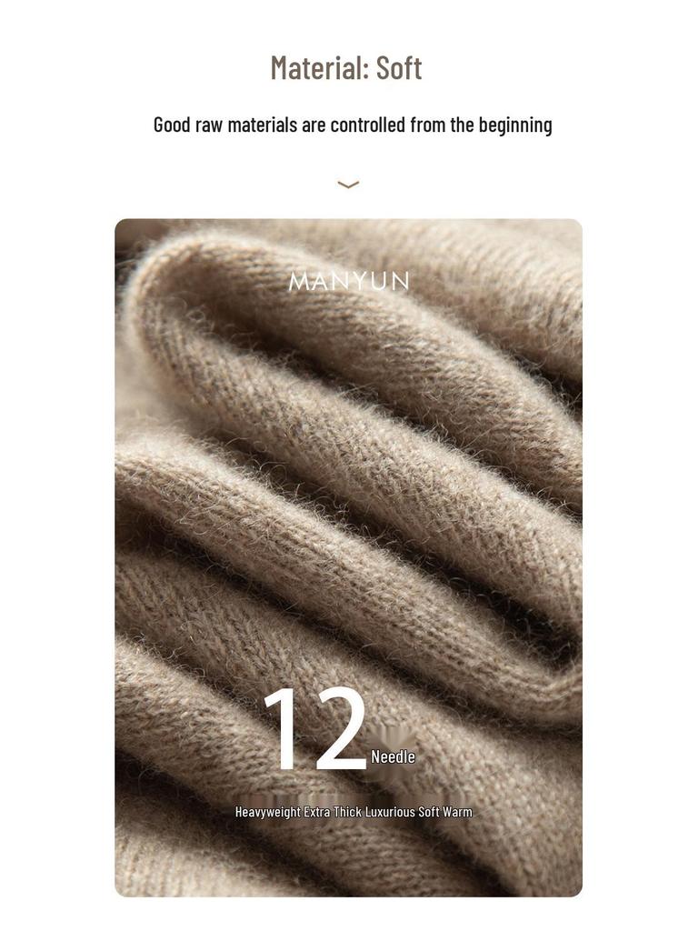 Men's 100% Pure Cashmere Pullover Sweater - Round Neck, Loose Fit, Thick & Warm for Autumn/Winter