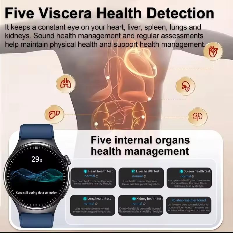 2026 New ECG Organs Smart Watch Viscera Monitor Clock Men Blood Lipids Uric Acid Body Analysis BP Flashlight Bluetooth Call Sport Smartwatch