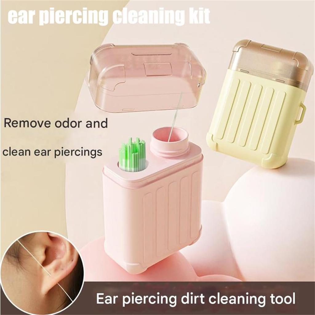 Ear Piercing Cleaning Kit, Ear Hole Cleaner With 240Pcs Ear Piercing Hole Cleaner Floss & 15ml Cleaning Solution For Women Men