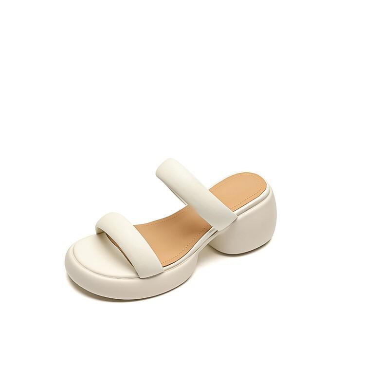 

Лето 2025 года, новая верхняя одежда с открытым носком, водонепроницаемые тапочки на толстой подошве, женские тапочки на высоком каблуке 40 белый