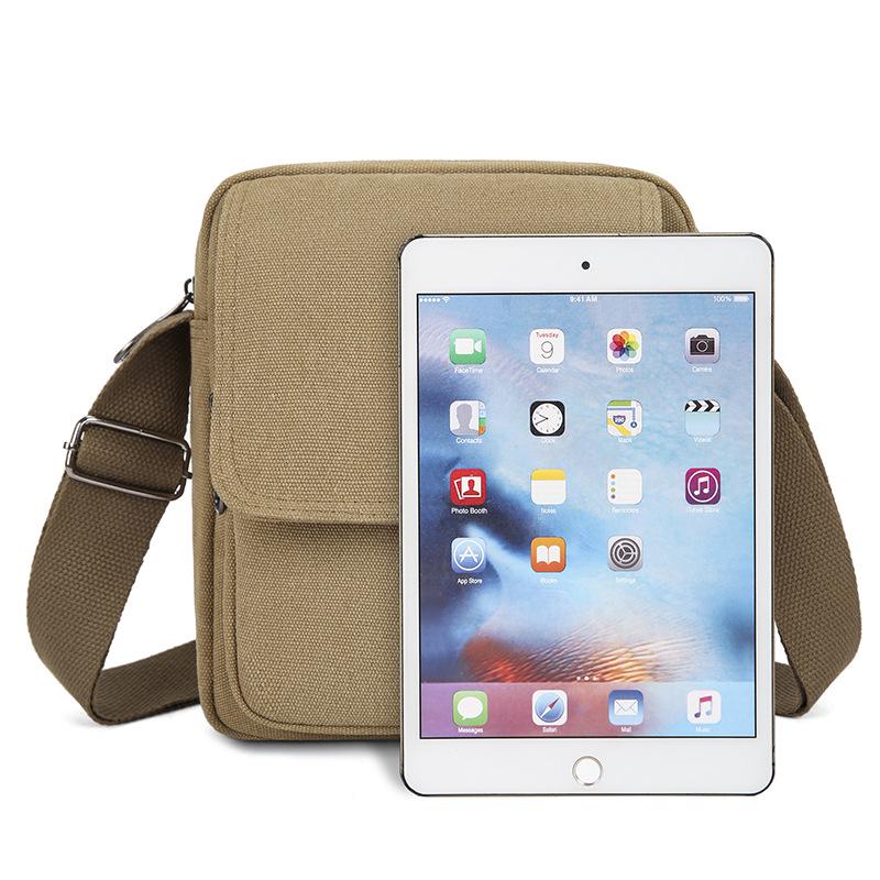 Men's Retro Canvas Crossbody Bag - Small Square Design for Business & Casual Commute