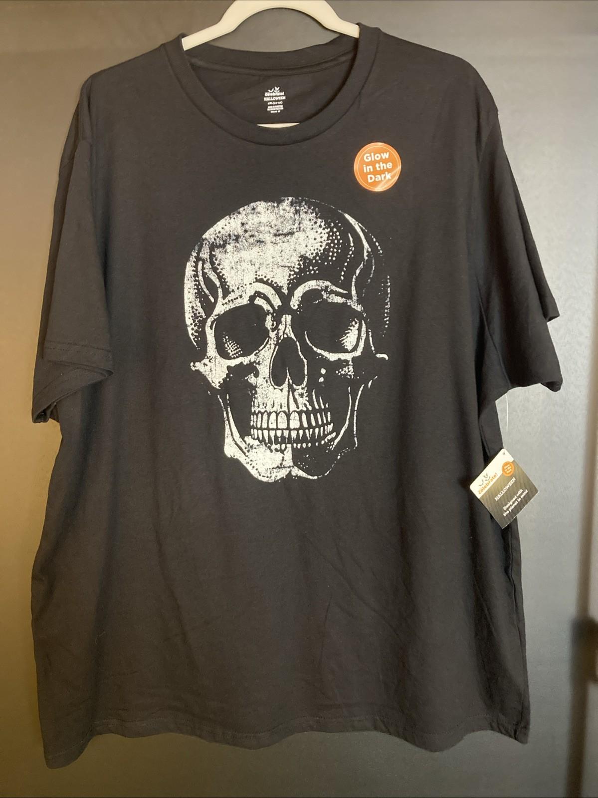 Skull T-Shirt Men s Size 2 Extra Large Black Glow In The Dark Halloween Horror S разноцветный