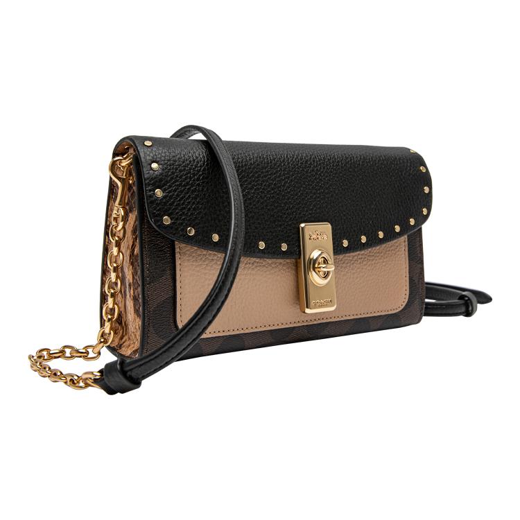 New COACH Lane Canvas With Leather Shoulder Bag Crossbody Bag Handbag Regular Women's Brown Taupe C1723-IMS5W