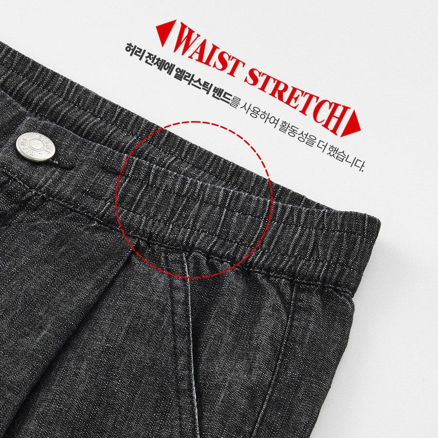 STCO Diems Denim Elastic Waist Set-Up Half Pants Charcoal (Wide Fit)_Ldmvb05Wsc