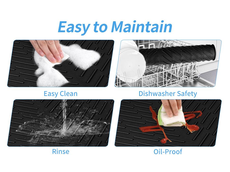 Große Silikon-Abtropfmatte mit Ableitungsöffnung zum Trocknen von Schüsseln und Geschirr