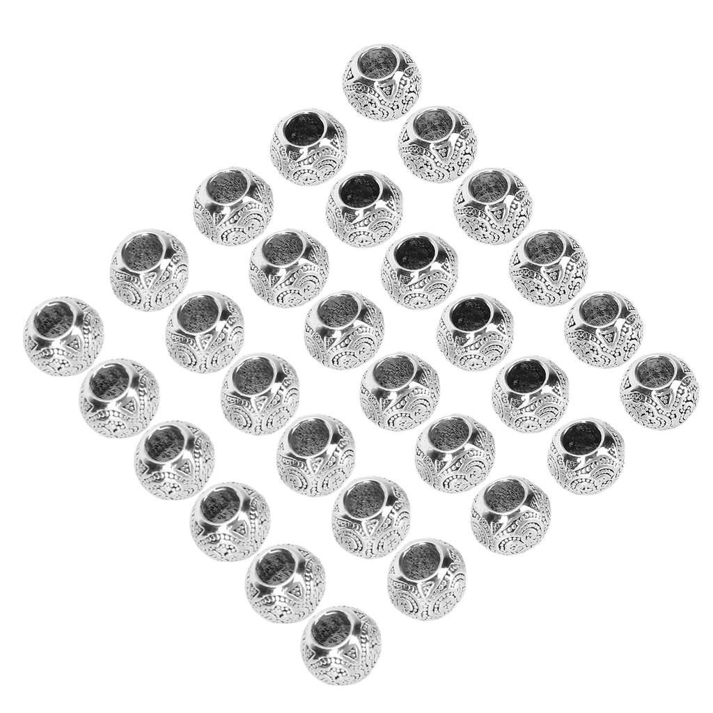 30pcs Hair Braiding Beads Alloy Silver Beard Jewelry Decoration Dreadlocks DIY Bracelet Necklace Accessories