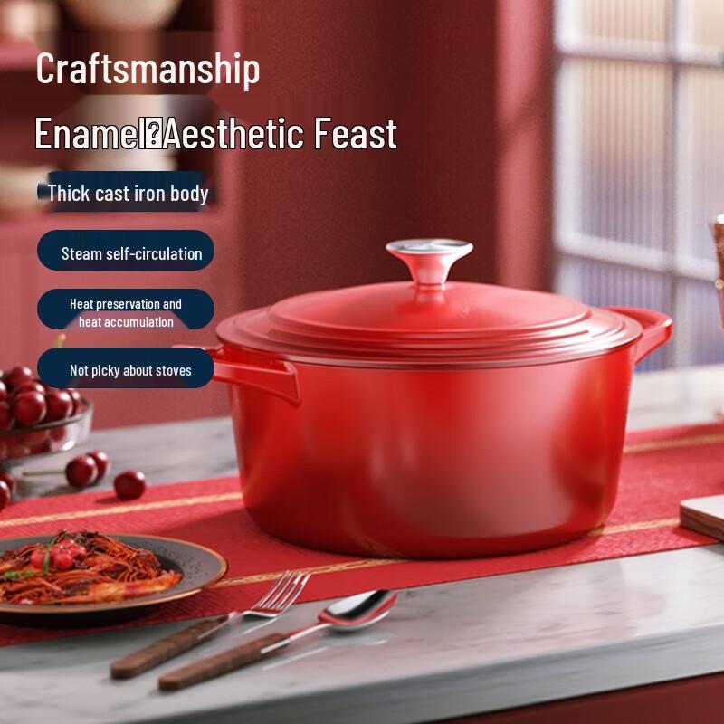 Macaiiroos 22cm Enamel Soup & Stew Pot