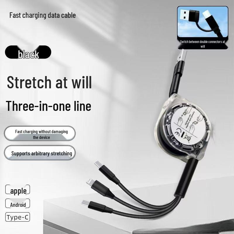 100W Type-C 3-in-1 Fast Charging Cable for Huawei, Android, and Apple Devices