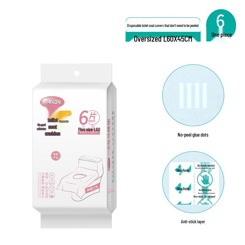 Individually Wrapped No-Peel Disposable Toilet Seat Cover for Travel & Hotel Use