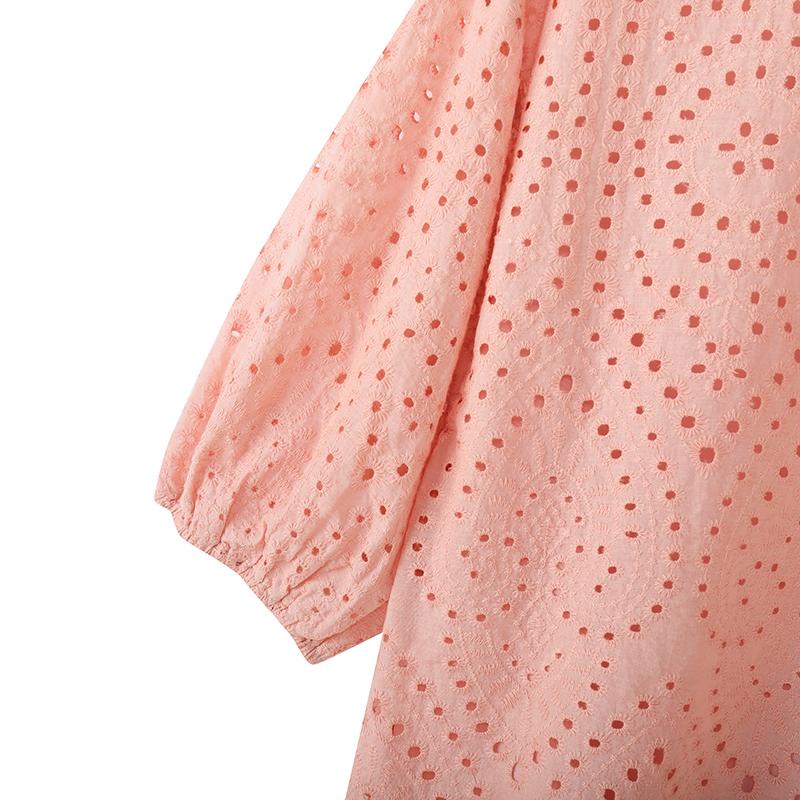 ZANZEA Women Casual Round Neck Half Sleeve Loose Patchwork Crochet Blouse