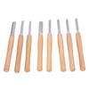 Set 8 Piese Unelte Strung pentru Strungire Cap Oțel Mangan 65 Mâner Făg Kit Dalți pentru Prelucrarea Lemnului cu Cutie de Depozitare