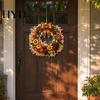 Party Decoration Accessory Fall Pumpkin Sunflower Wreath Hanging Decor, Acrylic Hand Painted High-Quality Material Window Ornament,