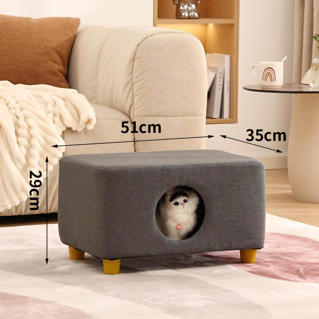 Solid Wood All-Season Cat Bed Stool: Warm Winter Semi-Enclosed Pet Bed for Kittens and Puppies