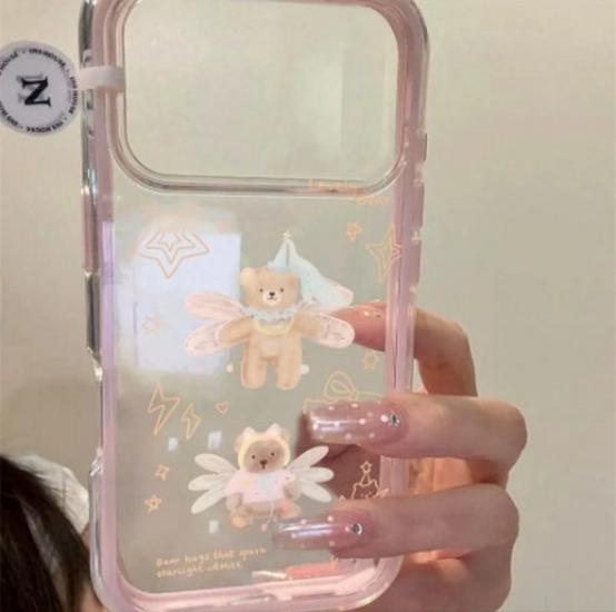 Angel Bear 2-in-1 Soft Case for Apple iPhone Models: 11, 13, 13 Pro, 14, 15, 16, 17 Pro Max