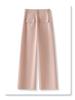 Women's Pink Casual Wide-Leg Pants - 2025 Spring/Autumn Nine-Point Loose Fit