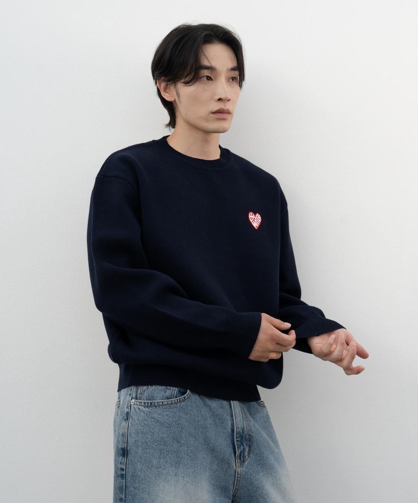 Deomati Mati Heart Wappen Round Knit - Navy