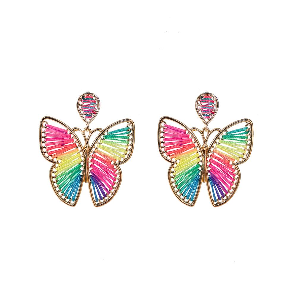 Bohemian Handmade Woven Earrings with Butterfly Design for Women, Vacation Style