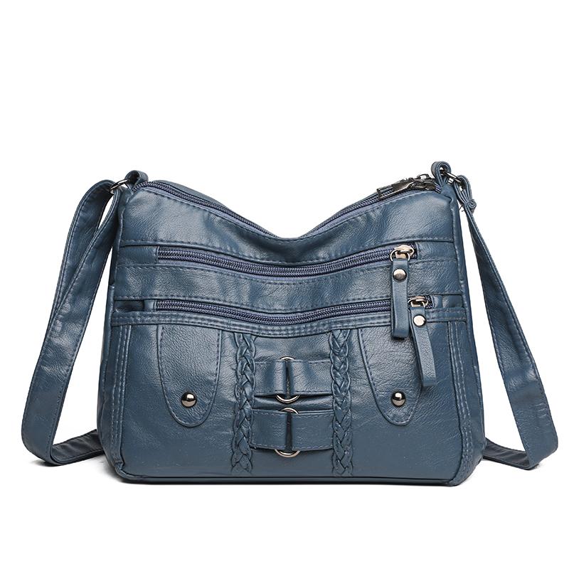 Retro Multi Pocket Crossbody Bag, Soft Synthetic Leather Shoulder Bag, Women's Bag, with Adjustable Shoulder Strap