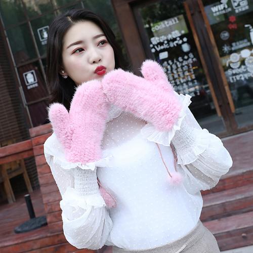 Fashion Winter Women Gloves Genuine 100% Real Mink Fur Glove Knitted Mittens Thick Warm Fur Gloves Mittens