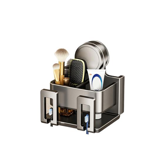 Holder with Suction Cup Carbon Steel ABS Waterproof Rust-Proof Wall Mounted Double-Layer 2pcs A