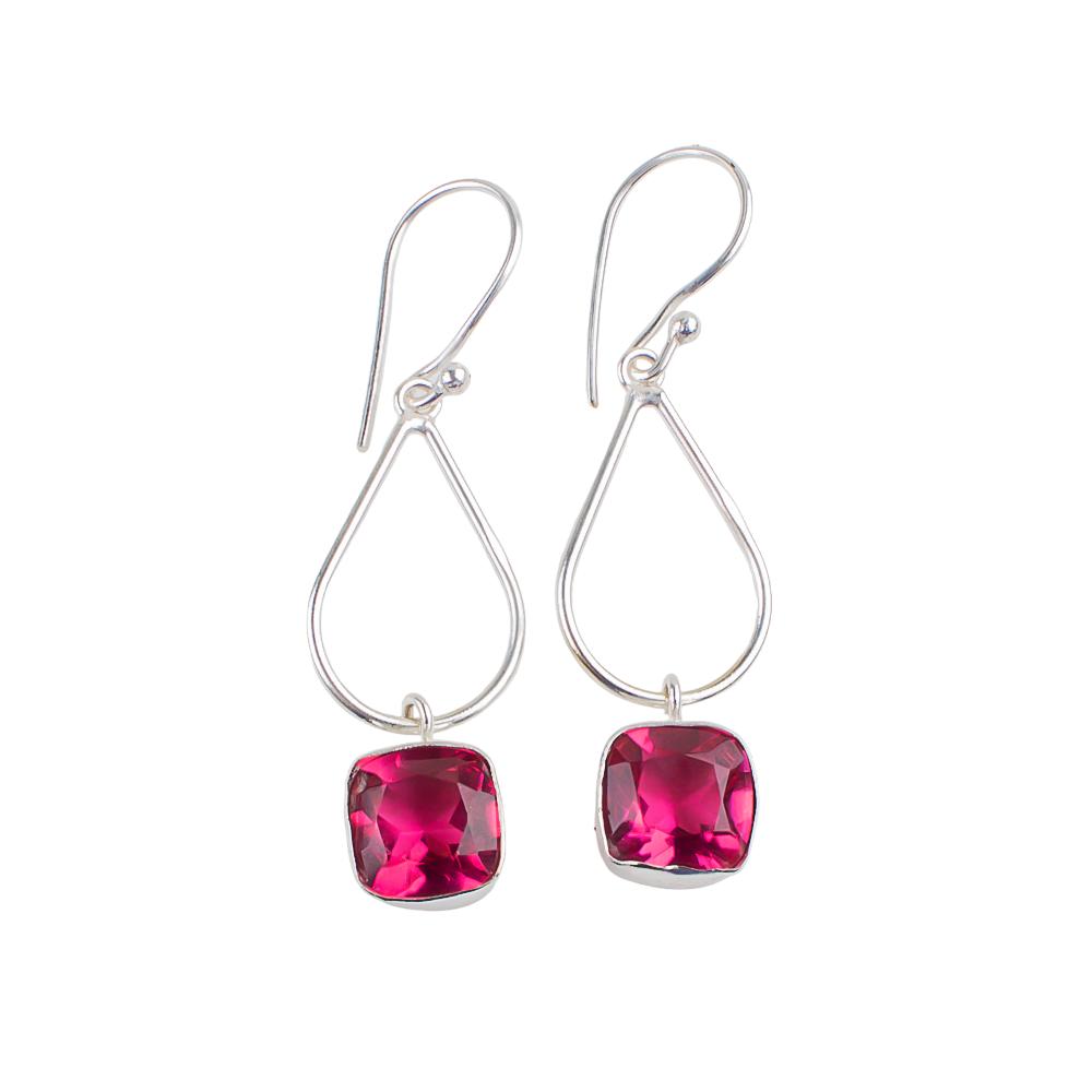 Pink Tourmaline Gemstone 925 Sterling Silver Handmade Jewelry Earrings 1.90" EE-7-17