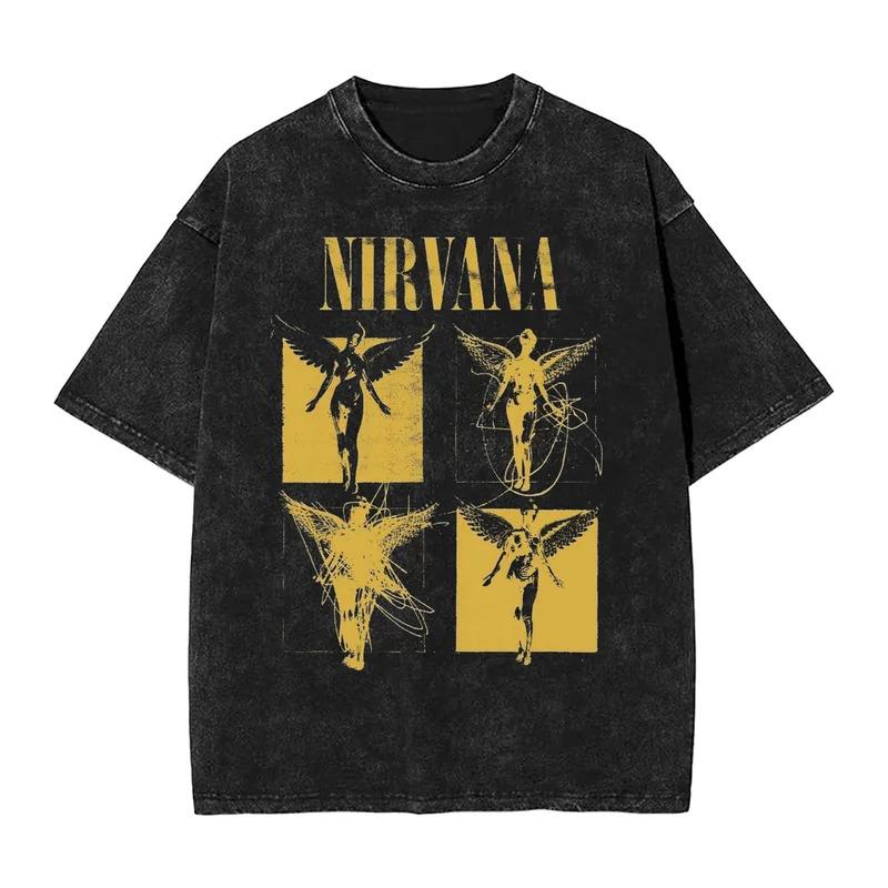 Nirvana band rock uomo Cotone Retro Lavato T-shirt Album In Utero uomo Donna Oversize Y2K Ristretta T-shirt Casual Larga streetwear