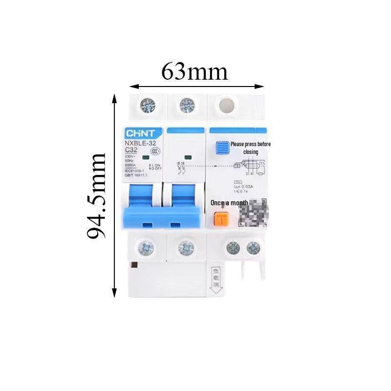 Chint 2P63A Air Switch with 32A RCCB for Three-Phase Electricity Protection and Household Circuit Breaking