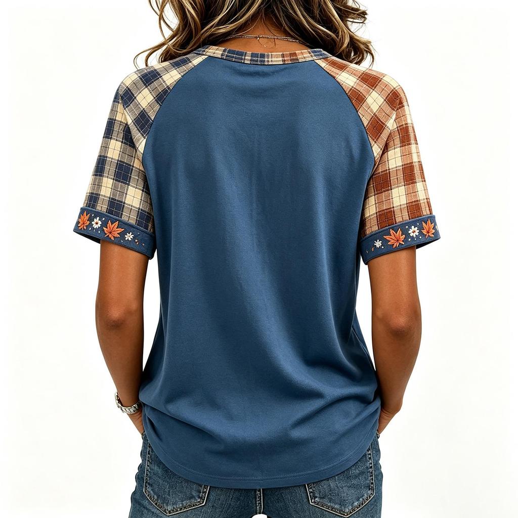 Women's Halloween Raglan Sleeve T-Shirt Neck Short Sleeve Printed Top