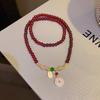 Zen-Inspired Chinese Beaded Necklace with Peace Lock & Butterfly Design – Elegant Clavicle Chain for Women.
